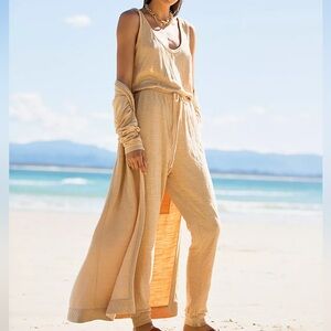 Free People Bicoastal Jumpsuit and Cardigan Set XS
